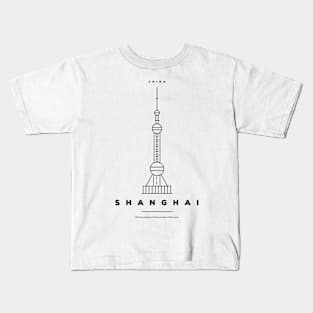 Shanghai Minimal Black Line Design Kids T-Shirt